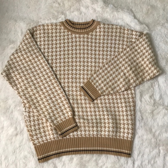 Vintage Sweaters - Vintage Liz Claiborne Houndstooth Cotton Sweater L